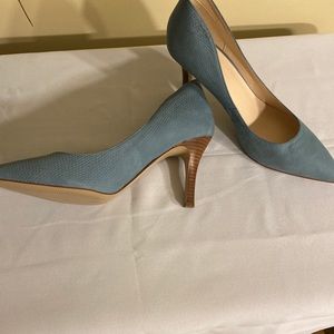 Nine West leather upper pumps. Dark powdered blue. Never worn.